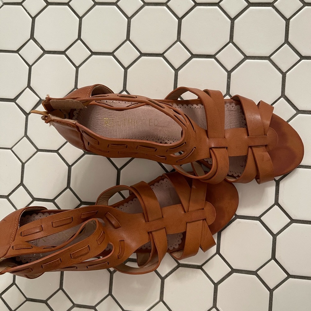 Brown heeled sandals